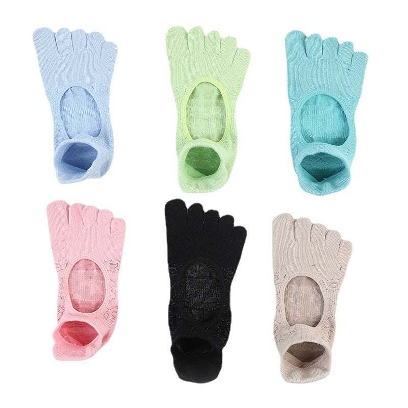 Non-Slip Ladies Five Finger Pilates Socks | Yoga & Workout Grip Socks